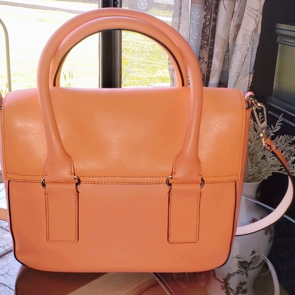 NEW KATE SPADE BOND STREET FLO CORAL PEACH 2 TONE SATCHEL HANDBAG CROSSBODY - Picture 6 of 13